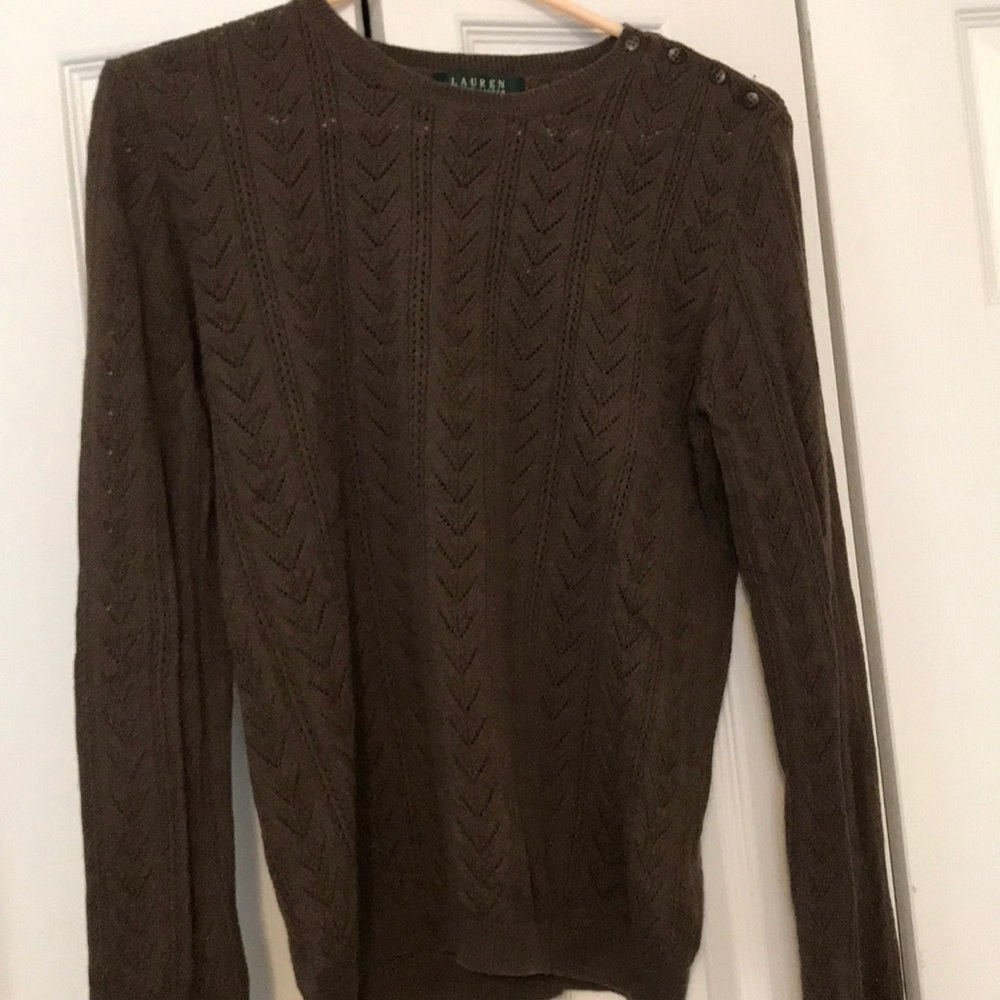Olive/brown L/S Lauren sweater, NWOT, size L